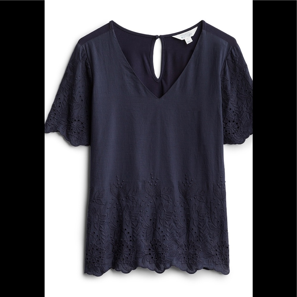 Market & Spruce Tinna Embroidered Mixed Media Top